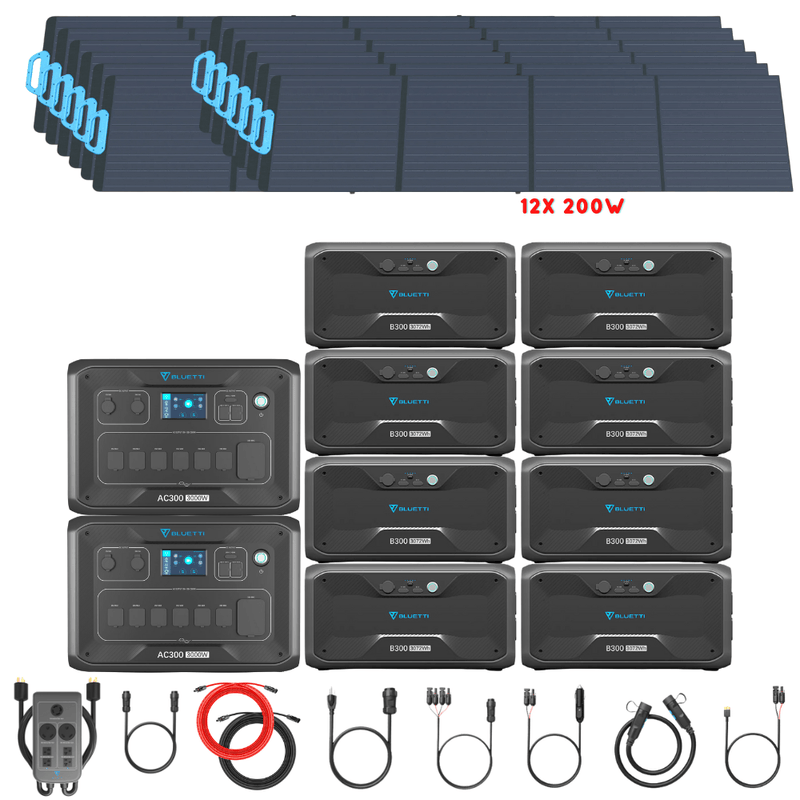 Bluetti [DUAL] AC300 6,000W 240V Split Phase + B300 Batteries + Solar Panels