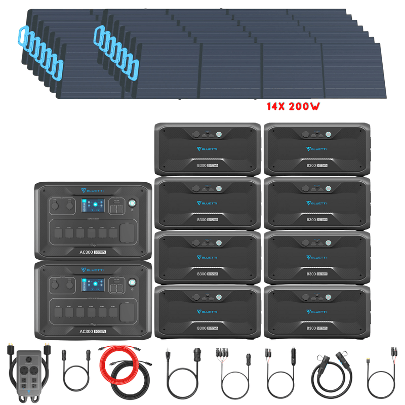 Bluetti [DUAL] AC300 6,000W 240V Split Phase + B300 Batteries + Solar Panels