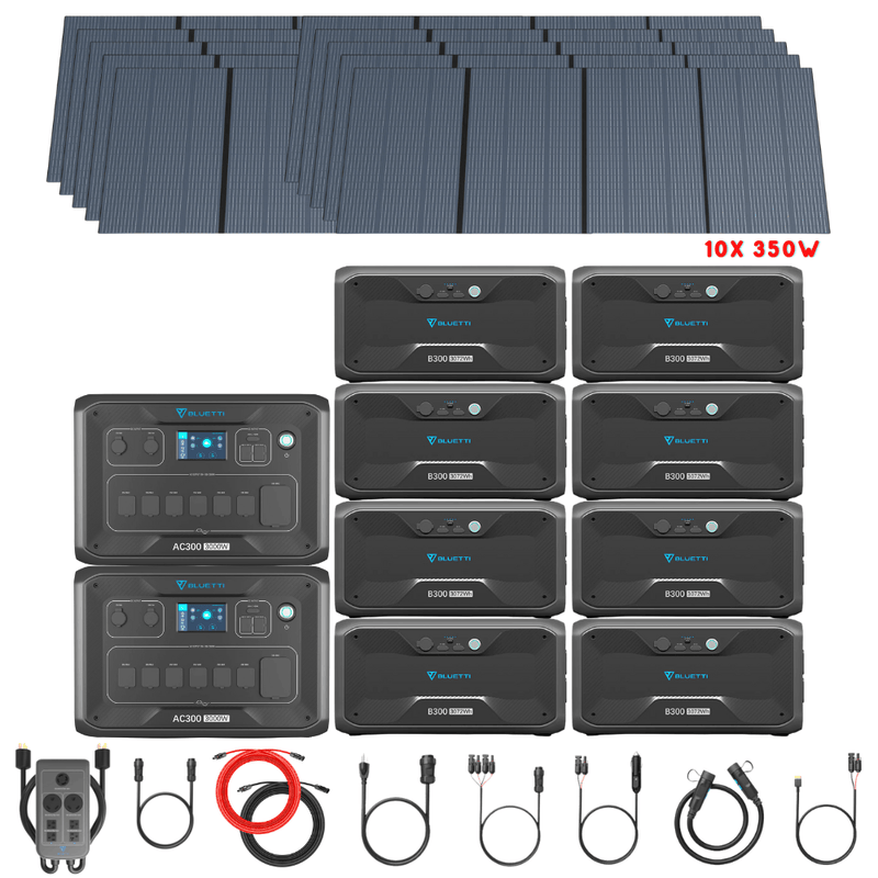 Bluetti [DUAL] AC300 6,000W 240V Split Phase + B300 Batteries + Solar Panels