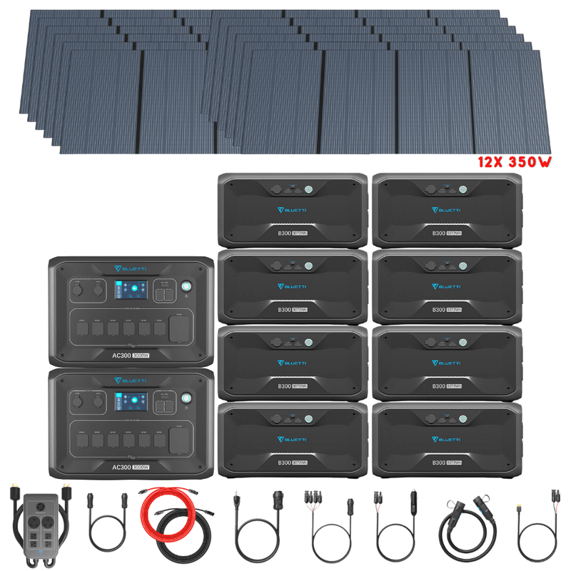 Bluetti [DUAL] AC300 6,000W 240V Split Phase + B300 Batteries + Solar Panels