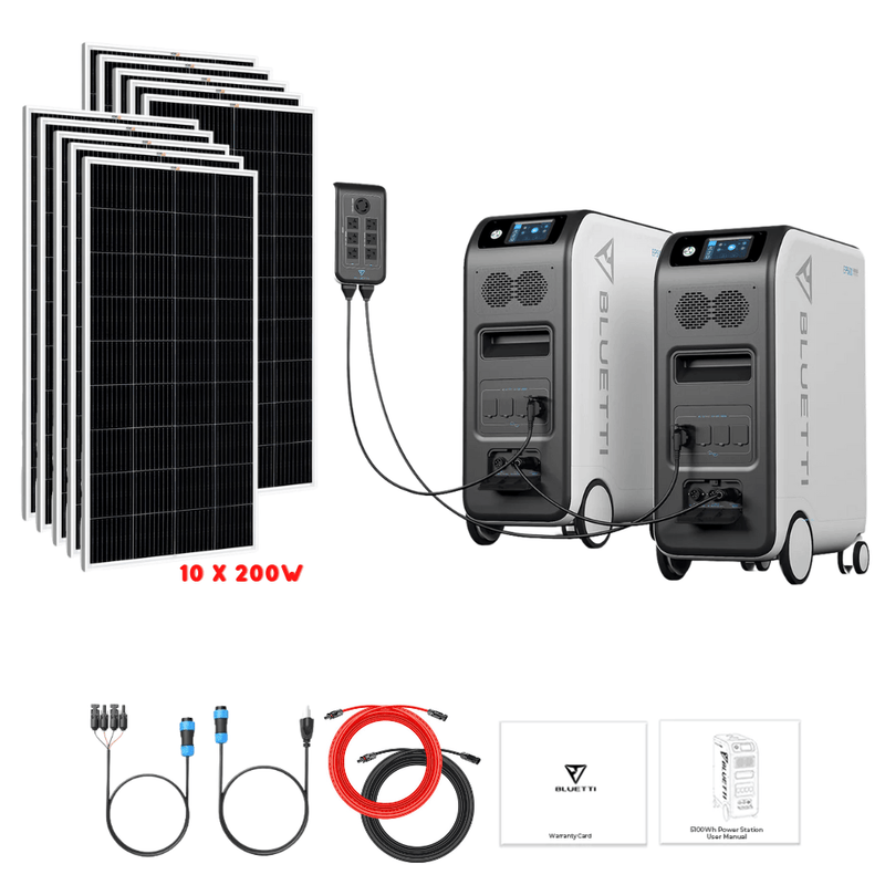 Bluetti [DUAL] EP500 4,000W 10,200Wh 120/240V Output + Solar Panels Complete Solar Generator Kit