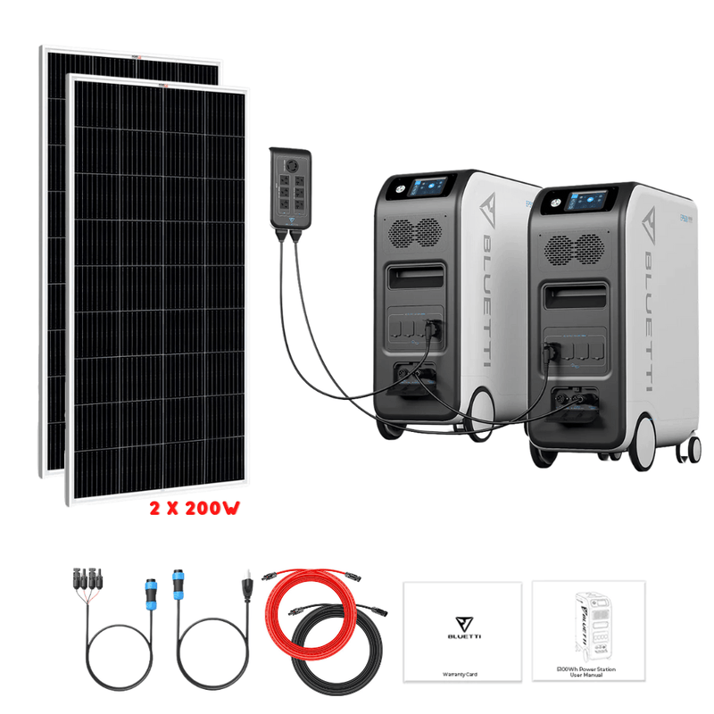 Bluetti [DUAL] EP500 4,000W 10,200Wh 120/240V Output + Solar Panels Complete Solar Generator Kit