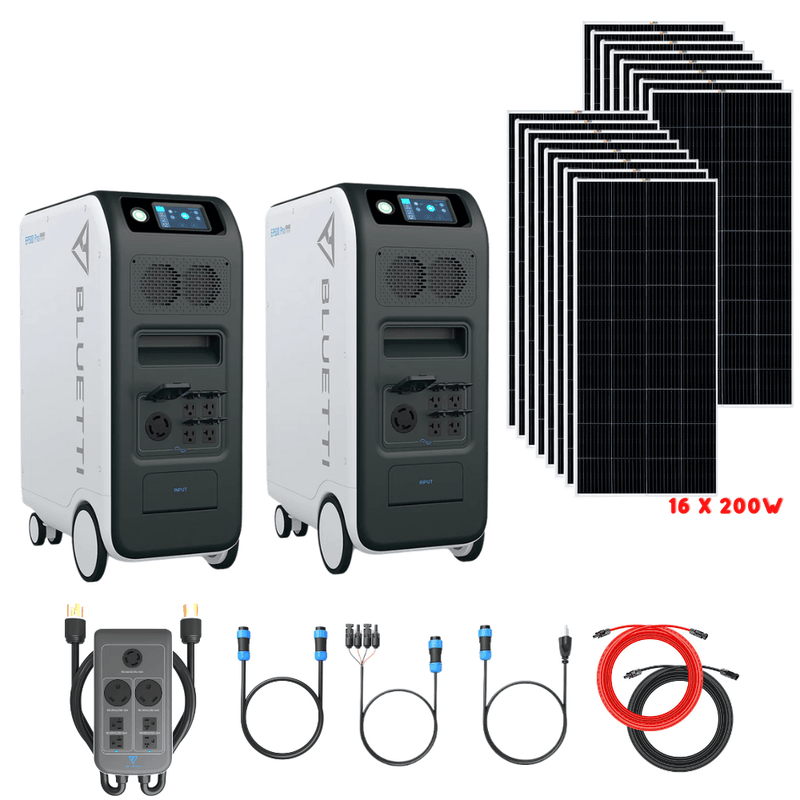 Bluetti [DUAL] EP500 PRO 6,000W 10,200Wh + Solar Panels Complete Solar Generator Kit