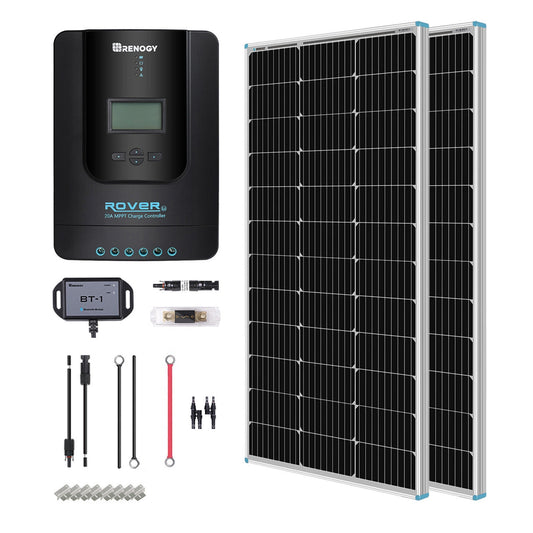 Renogy Premium Solar Kit | 200 Watt 12 Volt Solar Premium Kit w/Rover 20A Charge Controller