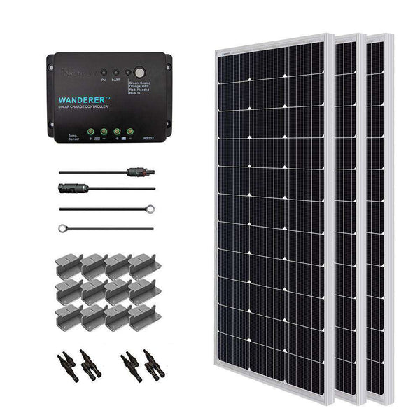 Renogy RNG-KIT-STARTER300D-WND30 400 Watts 12 Volts Monocrystalline Off Grid Solar Starter Kit New